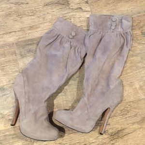 Gray knee boots